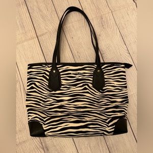 Michael Kors Eva Zebra Print Nylon Top Zip Small Tote Shoulder Bag